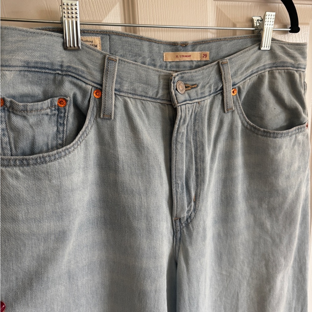 XL BAGGY STRAIGHT LINEN+ DENIM WOMEN'S JEANS Size 29 - Picture 4 of 12